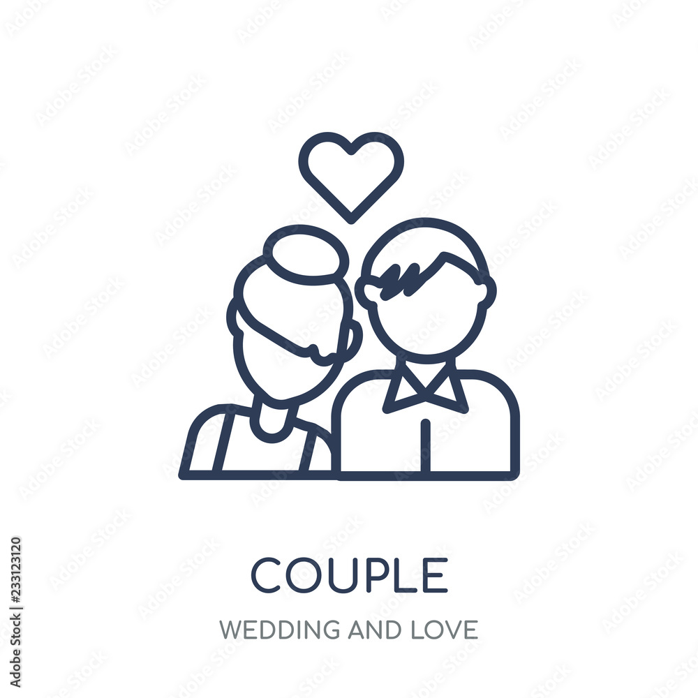 Couple icon. Couple linear symbol design from Wedding and love collection. Couple icon. Couple linear symbol design from Wedding and love collection.
