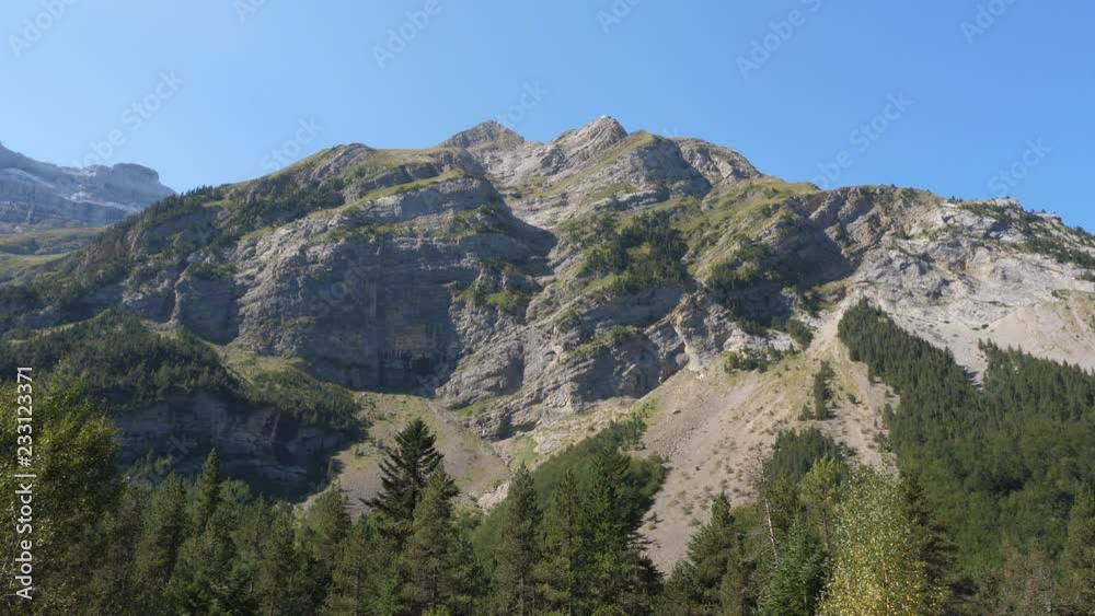 Mountain and cliff face. Approaching Cirque de Gavarnie, Pyrenees, France. Mountain and cliff face. Approaching Cirque de Gavarnie, Pyrenees, France.