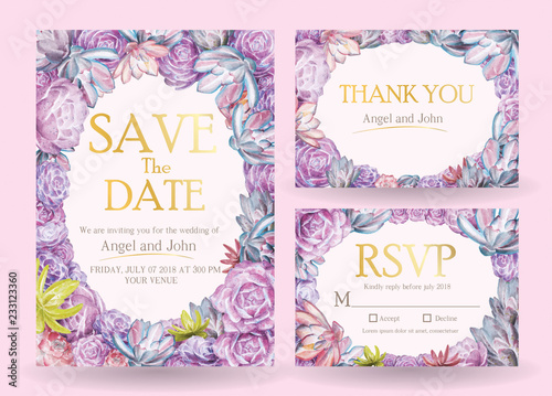 succulent wedding invitation