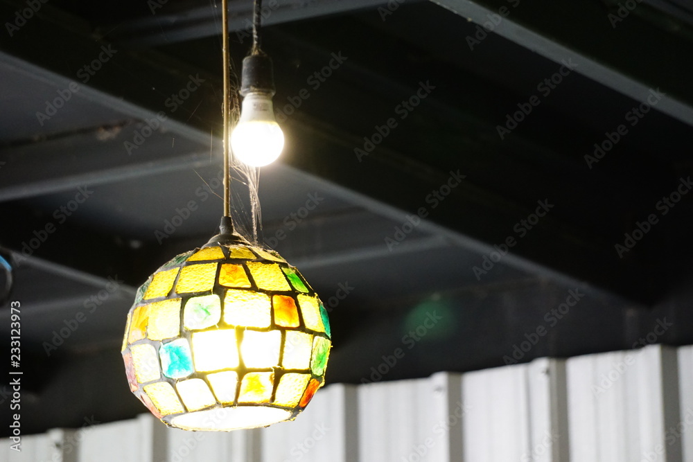 Obraz premium Multicolor lamp in small local restaurant, Thailand.