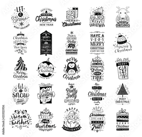 Merry Christmas typography set.