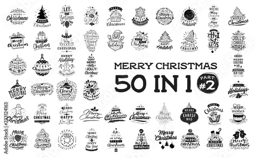 Merry Christmas typography set.