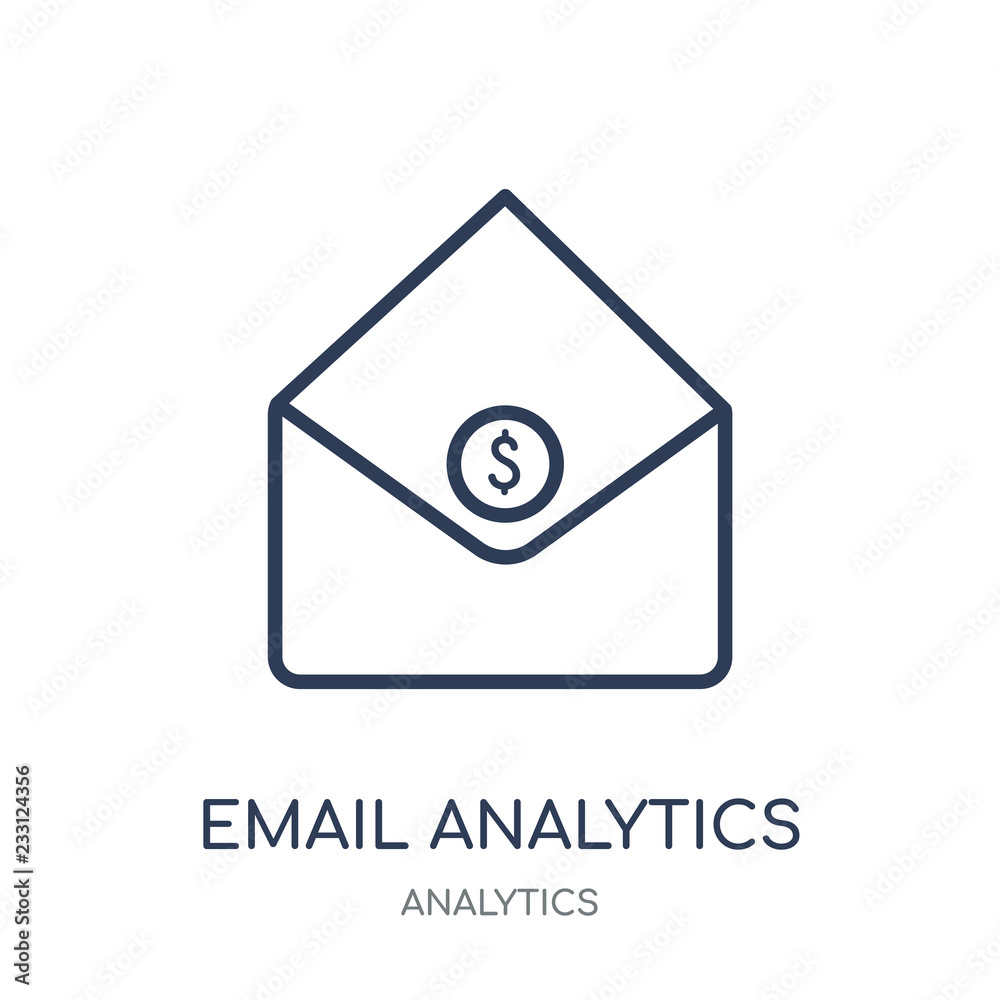 Email Analytics icon. Email Analytics linear symbol design from Analytics collection. Email Analytics icon. Email Analytics linear symbol design from Analytics collection.