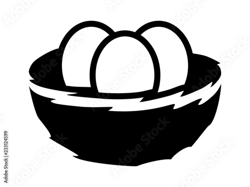 Bird cup nest with three eggs flat vector icon for nature apps and websites