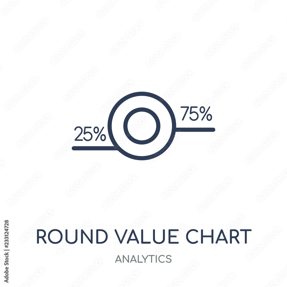 Round Value Chart icon. Round Value Chart linear symbol design from Analytics collection. Round Value Chart icon. Round Value Chart linear symbol design from Analytics collection.