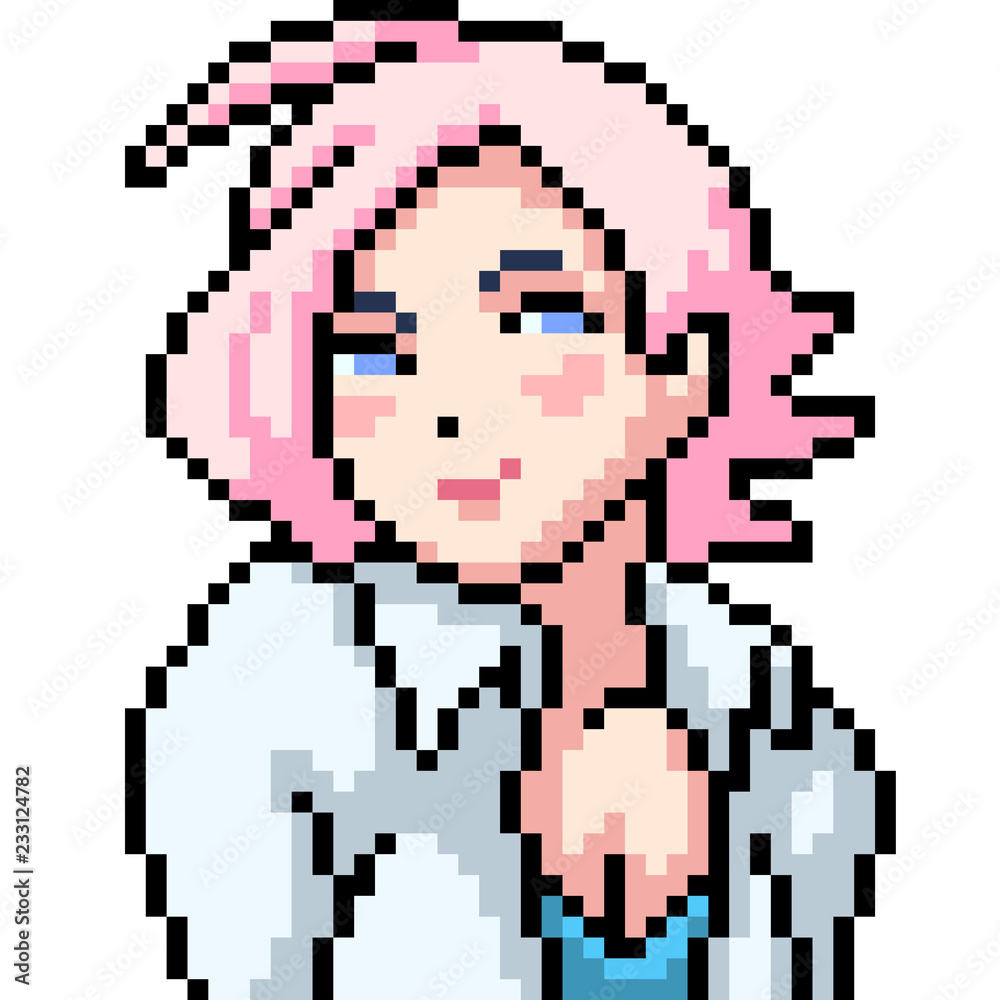 vector pixel art anime girl vector pixel art anime girl