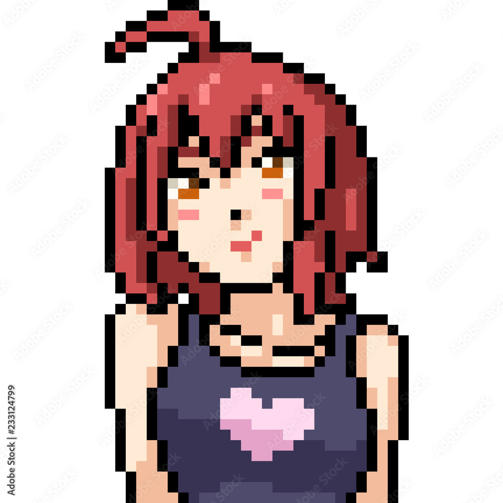 Vetor de vector pixel art anime gil do Stock