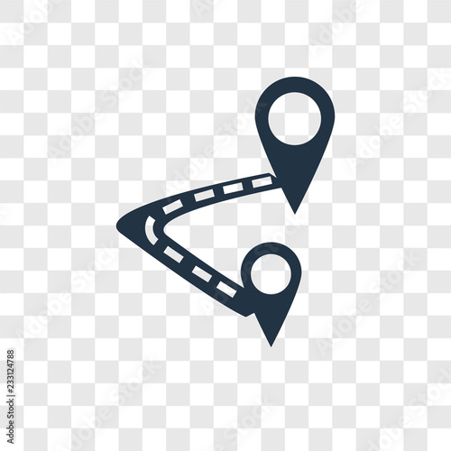 Route vector icon isolated on transparent background, Route transparency logo design