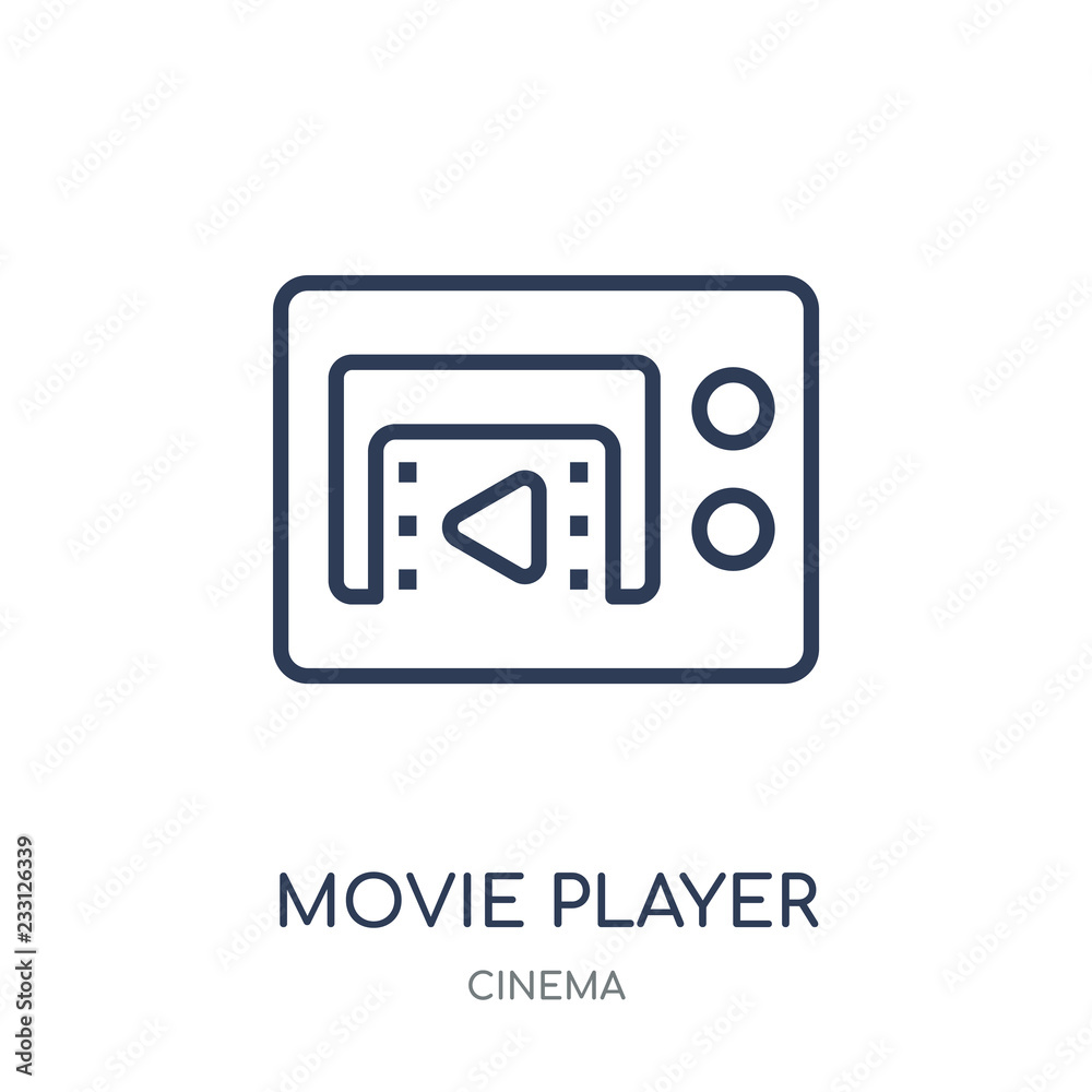 Movie player icon. Movie player linear symbol design from Cinema collection. Movie player icon. Movie player linear symbol design from Cinema collection.
