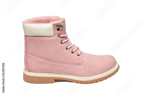 pastel pink shoes for an active lifestyle, fashionable sports shoes, on a white background, isolate, one shoe
