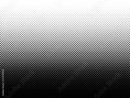 Halftone vector background. Monochrome halftone pattern. Abstract geometric dots background. Pop Art comic gradient black white texture. Design for presentation banner, flyer, business cards, stickers