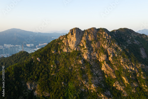 Lion Rock mountain under sunset