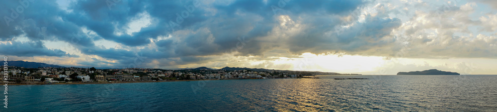 Panorama, sea, city, island