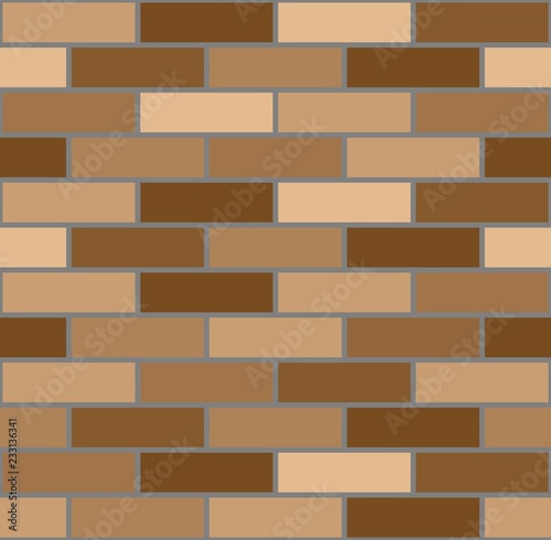 Seamless pattern with brown bricks. Vector image.