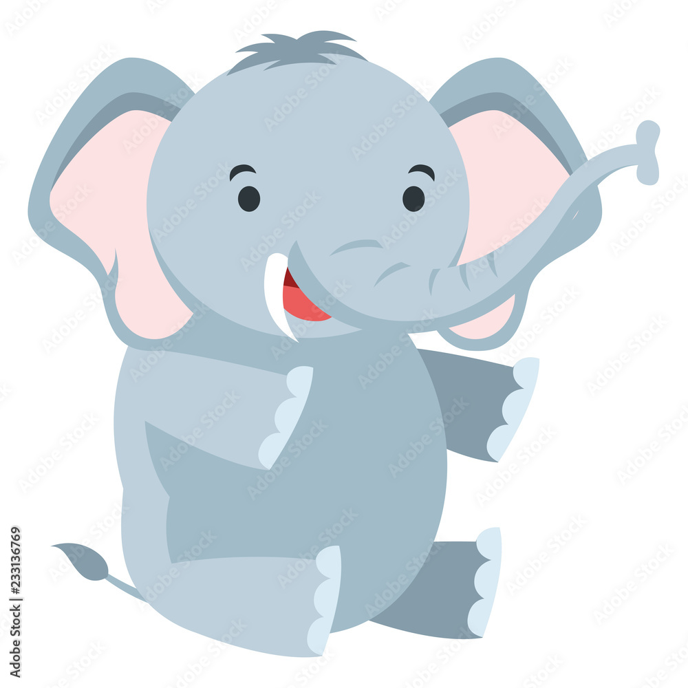 A cute elephant sit isolated in white background A cute elephant sit isolated in white background