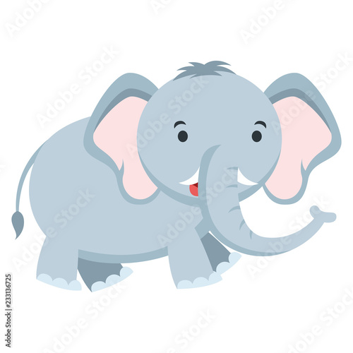 Cartoon of cute elephant with long trunk