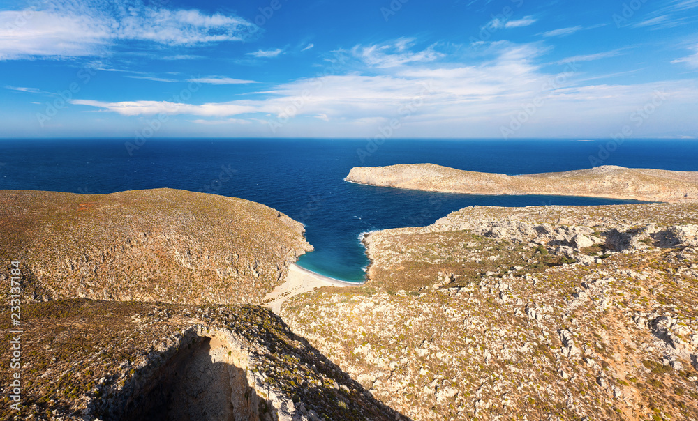 Panoramic view of part of Sikati cave and coast nearby, Kalymnos, Greece Panoramic view of part of Sikati cave and coast nearby, Kalymnos, Greece