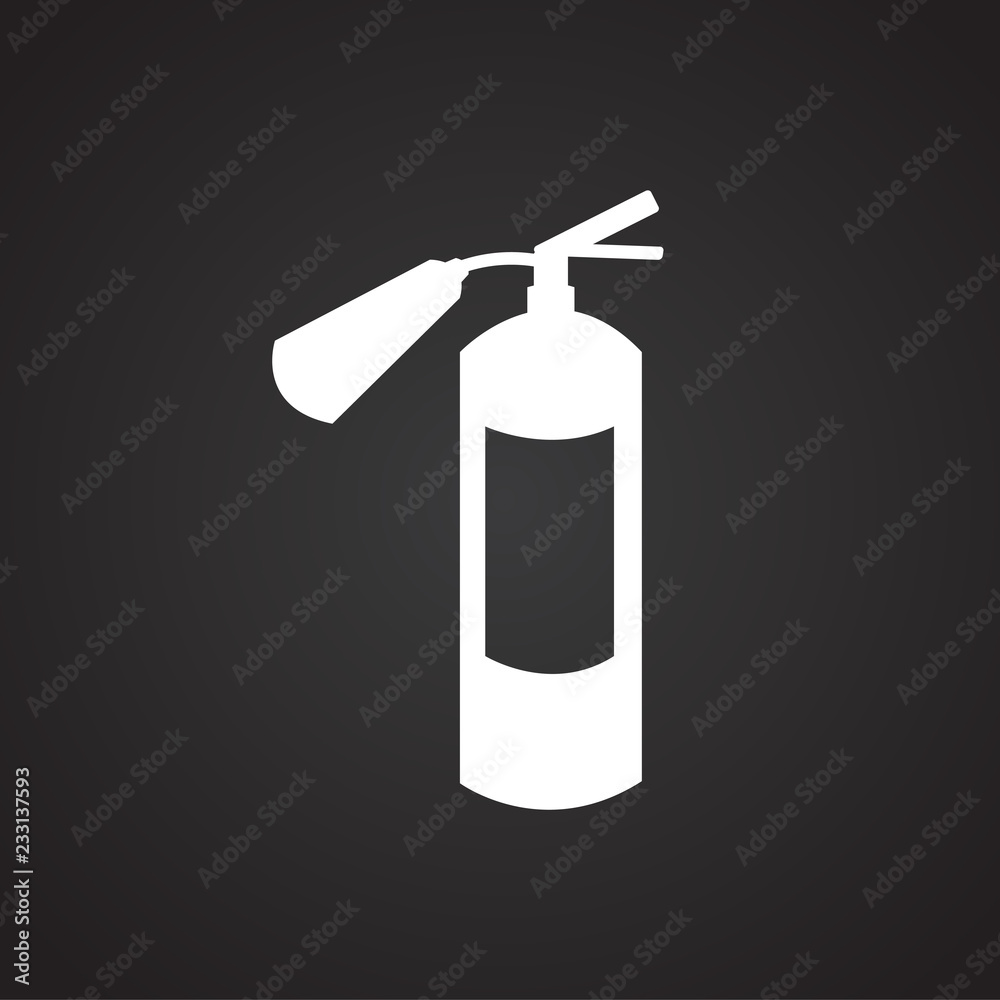Fire extinguisher sign on black background icon Fire extinguisher sign on black background icon