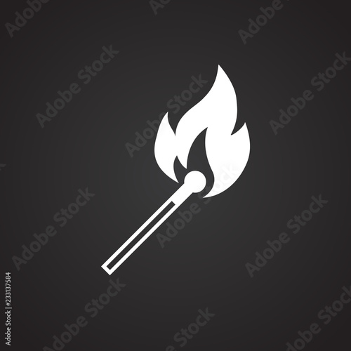 Fire sign on black background icon