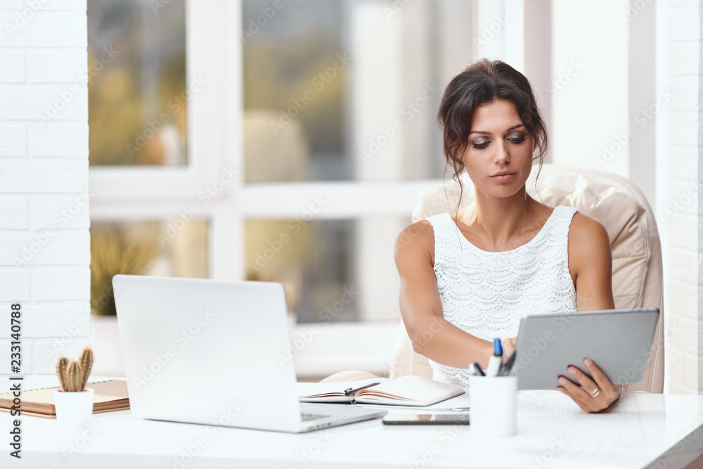 Young brunette business woman in a modern office Young brunette business woman in a modern office