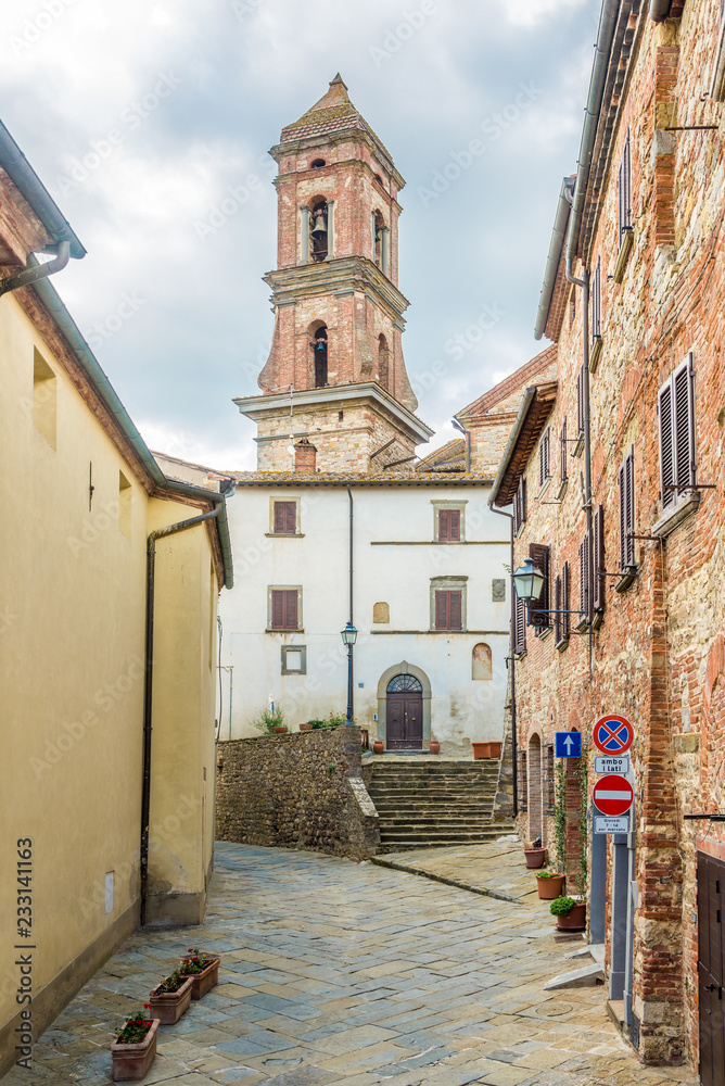 View at the Bell tower of church of Saint Michael Archangel in Lucignano - Tuscany,Italy