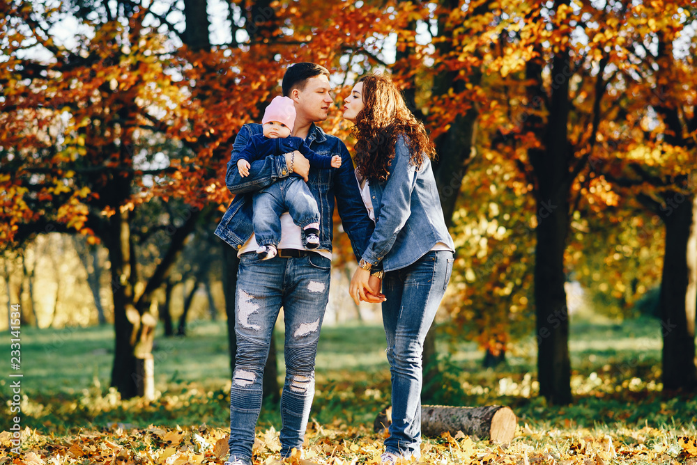 Beautiful family in a park