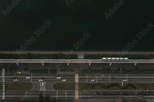 monorail road and hightway top view Moscow Russia