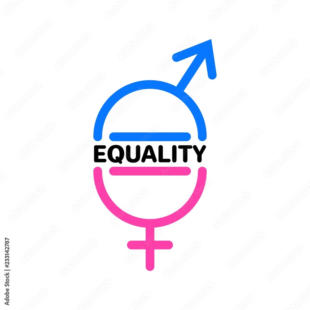 Gender Equality concept. Pink and blue male and female logos. Gender Equality concept. Pink and blue male and female logos.