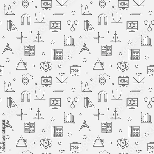STEM education vector minimal outline seamless pattern or background