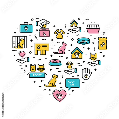 Vector Animal Shelter Icon Logo Set