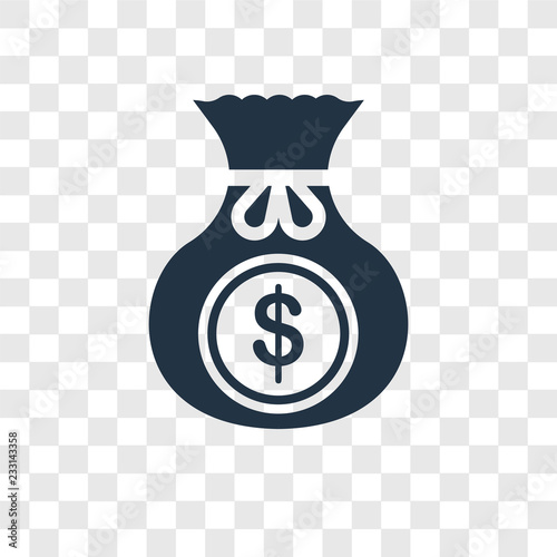Money bag vector icon isolated on transparent background, Money bag transparency logo design