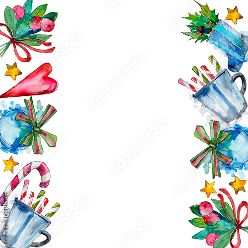 Christmas winter holiday symbol in a watercolor style. 2019 year, happy holidays. Background illustration set.