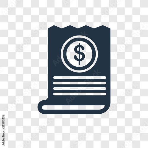 Bill vector icon isolated on transparent background, Bill transparency logo design