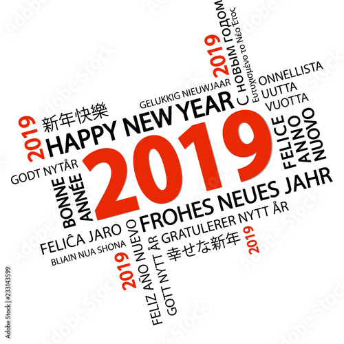 word cloud with new year 2019 greetings