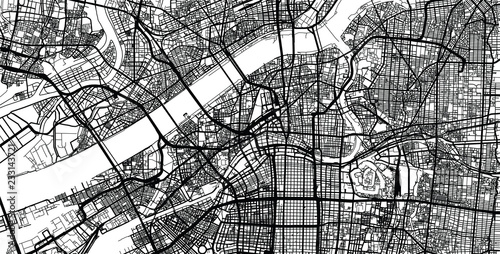 Fotografie, Obraz Urban vector city map of Osaka, Japan