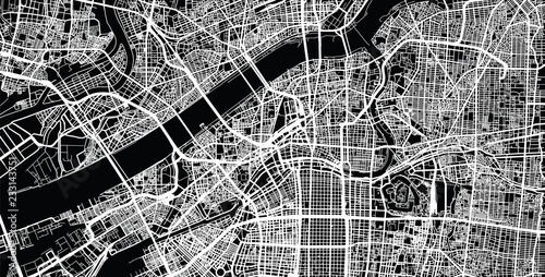 Obraz na płótnie Urban vector city map of Osaka, Japan