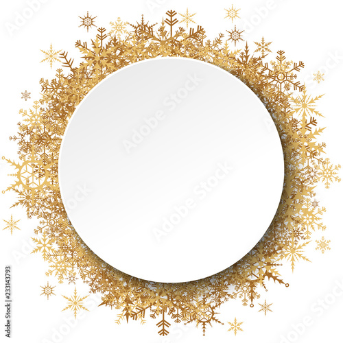 snowflakes behind white empty frame