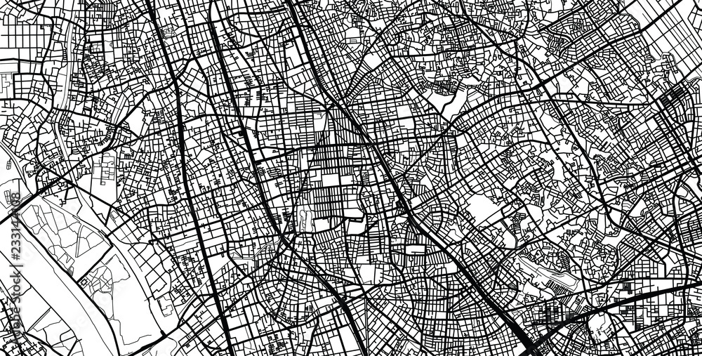 Obraz premium Mapa miasta miejskiego wektor Saitama, Japonia