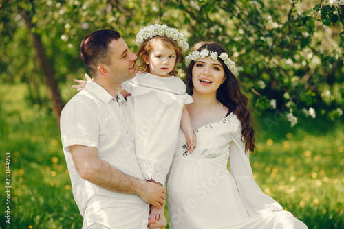 family in a garden