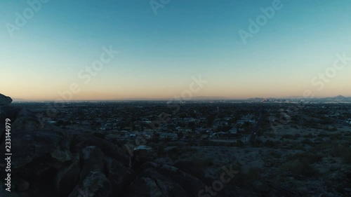 Nature Dolly Revealing Phoenix Suburbs Skyline at Sunset photo