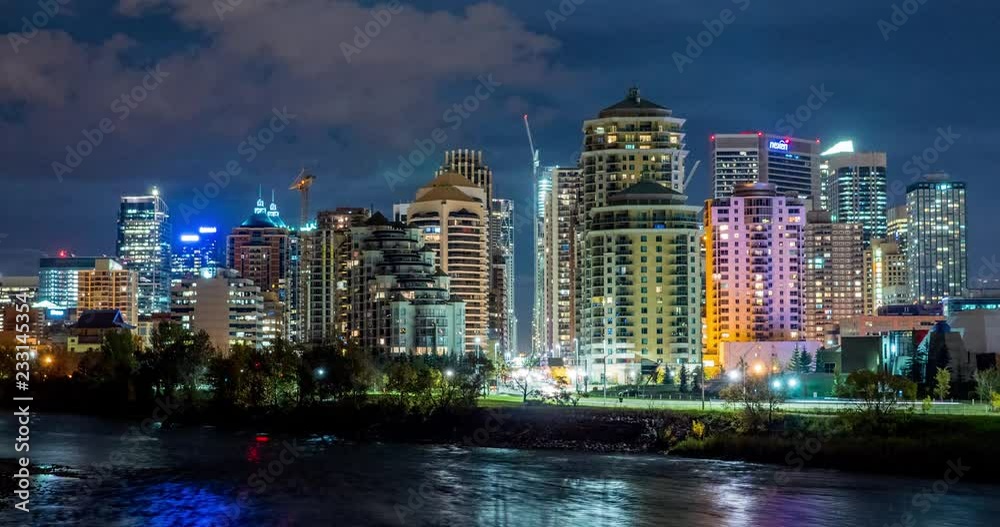 Hyperlapse of Calgary skyline at night. September 20, 2016 Hyperlapse of Calgary skyline at night. September 20, 2016