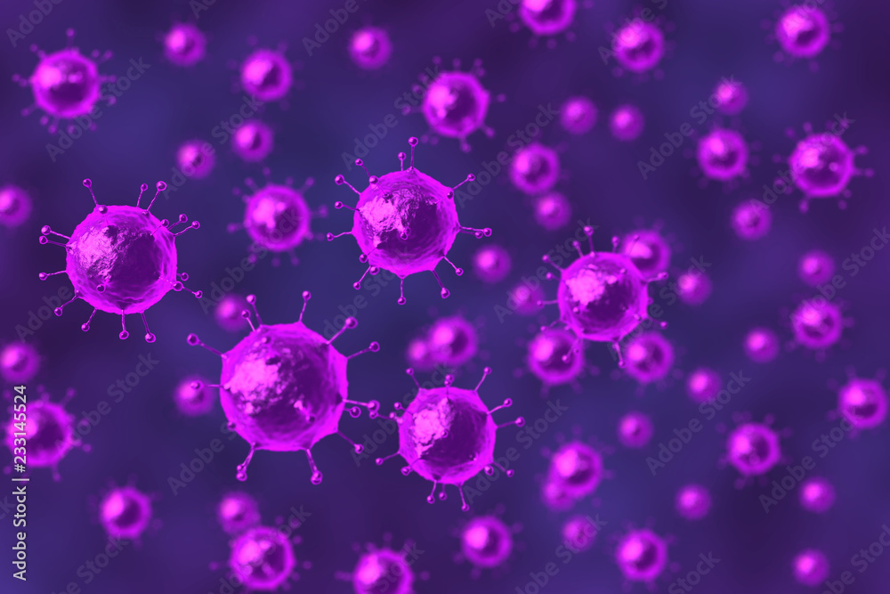 3D rendering purple virus