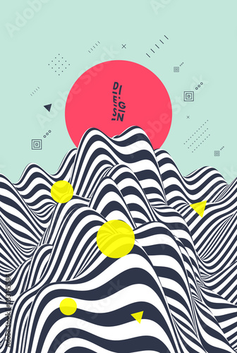 Landscape background. Terrain. Asian vector illustration.