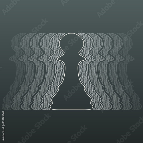 Outline chess pawns