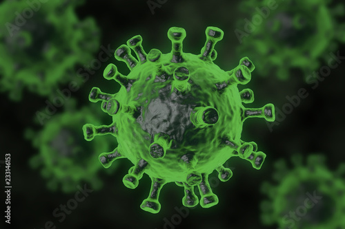 3d rendering green virus