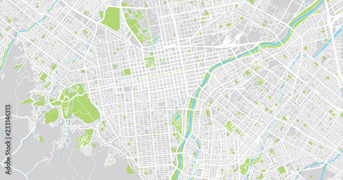Urban vector city map of Sapporo, Japan