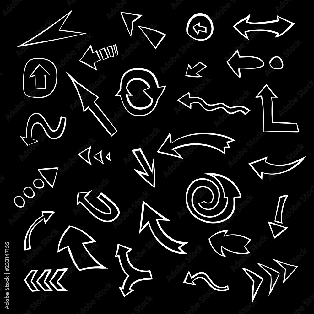 Big set of hand drawn arrows. Collection of doodle arrow symbols, vector Big set of hand drawn arrows. Collection of doodle arrow symbols, vector