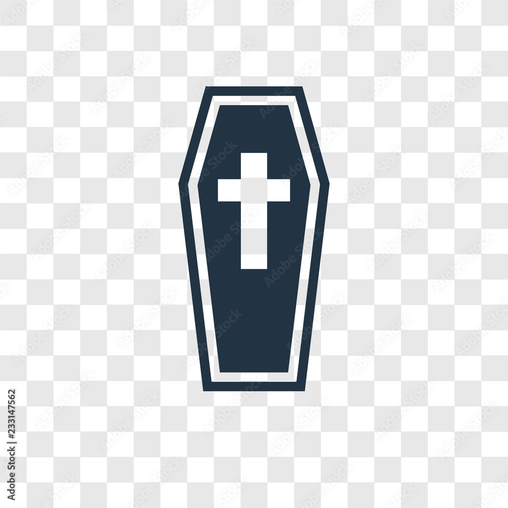 Obraz premium Coffin vector icon isolated on transparent background, Coffin transparency logo design