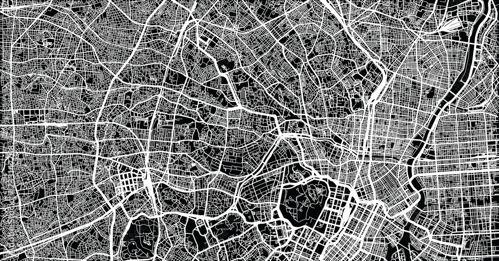 Urban vector city map of Tokyo, Japan