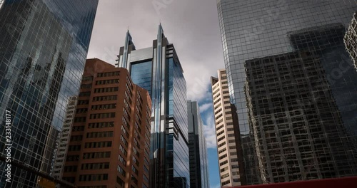Hyperlapse of buildings in modern city